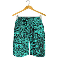 Polynesian Hawaiian Style Tribal Tattoo Turquoise Men's Short - Polynesian Pride