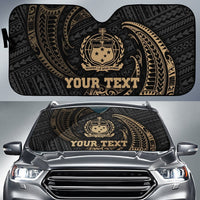 Polynesian Samoa Custom Personalised Sun Shades - Gold Tribal Wave Auto Sun Shade Universal Fit Gold - Polynesian Pride