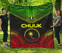 Chuuk Premium Quilt - Chuuk Flag Polynesian Chief Reggae Version - Polynesian Pride