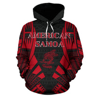 American Samoa All Over Hoodie Tattoo Red Version - Polynesian Pride