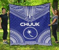 Chuuk Premium Quilt - Chuuk Flag Polynesian Chief Blue Version Blue - Polynesian Pride