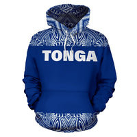Tonga All Over Hoodie Polynesian Blue and White - Polynesian Pride