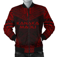 Kanaka Maoli Polynesian Chief Men's Bomber Jacket - Red Version Red - Polynesian Pride