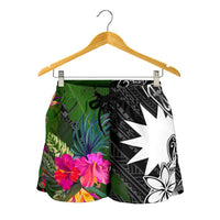 Nauru Women Shorts - Turtle Plumeria Banana Leaf - Polynesian Pride