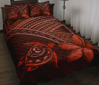 Hawaiian Turtle Plumeria Kakau Polynesian Quilt Bedding Set Red - Polynesian Pride