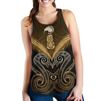 Maori Manaia New Zealand Women Racerback Tank Gold - Polynesian Pride