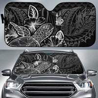 New Caledonia Auto Sun Shades Turtle Hibiscus Black Auto Sun Shade Universal Fit Black - Polynesian Pride