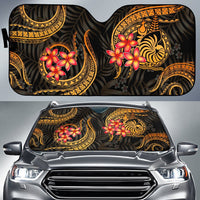 New Caledonia Auto Sun Shades - Gold Plumeria Auto Sun Shade Universal Fit GOLD - Polynesian Pride