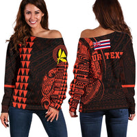 Hawaii Kanaka Polynesian Personalized Women's Off Shoulder Sweater - Orange Orange - Polynesian Pride