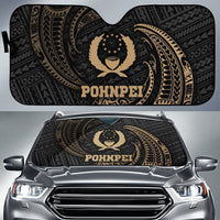 Polynesian Pohnpei Sun Shades - Gold Tribal Wave Auto Sun Shade Universal Fit Gold - Polynesian Pride