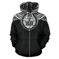 Cook Island Zip up Hoodie Cook Islands Coat of Arms Polynesian Tattoo A5 - Polynesian Pride