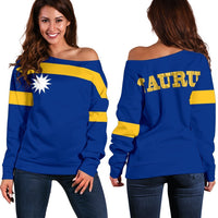 Nauru Flag Shoulder Sweater A0 Blue - Polynesian Pride