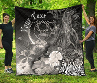 Pohnpei Custom Personalised Premium Quilt - Humpback Whale with Tropical Flowers (White) - Polynesian Pride