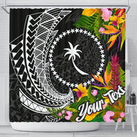 Chuuk State Shower Curtains - Custom Personalised Seal Spiral Polynesian Patterns 177 x 172 (cm) Black - Polynesian Pride