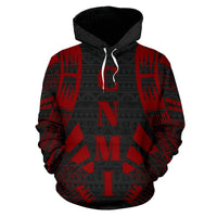 CNMI All Over Hoodie Red Tattoo Style - Polynesian Pride