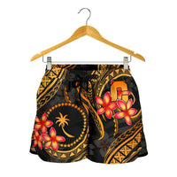 Chuuk Micronesian Women Shorts - Gold Plumeria - Polynesian Pride