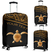 Turtle Custom Personalised Luggage Covers - Polynesian Gold Curve Style Black - Polynesian Pride