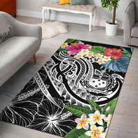 Polynesian Samoa Area Rug - Summer Plumeria (Black) Black - Polynesian Pride