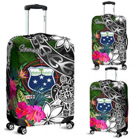 Samoa Luggage Covers - Turtle Plumeria Banana Leaf Black - Polynesian Pride