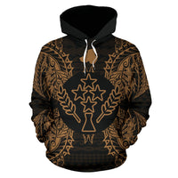Kosrae Polynesian ll Over Hoodie Map Gold - Polynesian Pride