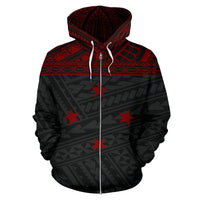 Federated States of Micronesia All Over Zip up Hoodie Red Style - Polynesian Pride