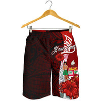 Fiji Polynesian Custom Personalised Men's Shorts - Coat Of Arm With Hibiscus - Polynesian Pride