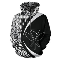 Polynesian Kanaka Maoli Map of Hawaii Zip Hoodie White Circle Style - Polynesian Pride