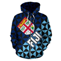 Fiji Polynesian Zip up Hoodie Fiji Flag Coat of Arms New Style - Polynesian Pride