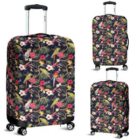 Tropical Hibiscus, Strelitzia Palm Leaves Luggage Cover White - Polynesian Pride