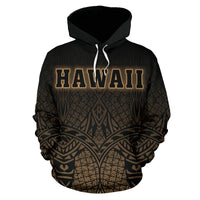 Hawaii Kanaka Polynesian Hoodie Gold Neon Style - Polynesian Pride