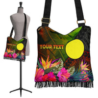 Palau Polynesian Personalised Crossbody Boho Handbag - Hibiscus and Banana Leaves - Polynesian Pride