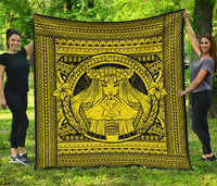 Hawaii Polynesian Pele Kanaka Premium Quilt Yellow Yellow - Polynesian Pride