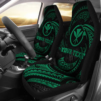 Hawaii Polynesian Custom Personalised Car Seat Covers - Green Tribal Wave Universal Fit Green - Polynesian Pride