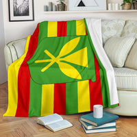 Kanaka Maoli Original Flag Premium Blanket White - Polynesian Pride