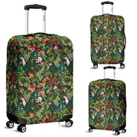 Tropical Flamingo Hibiscus Luggage Cover White - Polynesian Pride
