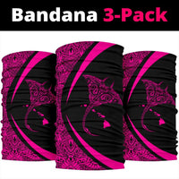 Hawaiian Bandana Manta Ray Map Polynesian Bandana 3-Pack - Circle Style Pink - Polynesian Pride
