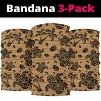 Polynesian Turtle Palm And Sea Pebbles Gold Bandana 3 - Pack - Polynesian Pride