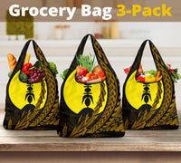 New Caledonia Grocery Bag 3 - Pack - Wings Style Grocery Bag 3-Pack - New Caledonia One Size Black - Polynesian Pride