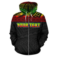 Poly All Over Custom Zip up Hoodie Polynesian Reggae Version - Polynesian Pride