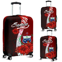 Samoa Polynesian Luggage Covers - Coat Of Arm With Hibiscus Red - Polynesian Pride