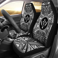 Kosrae Car Seat Cover - Kosrae Coat Of Arms Polynesian White Black Universal Fit Black - Polynesian Pride