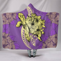 Hawaii Polynesian Turtle Hibiscus Hooded Blanket - Yellow Hooded Blanket Yellow - Polynesian Pride