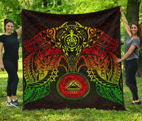 American Samoa Premium Quilt - American Samoa Seal Turtle Manta Ray Reggae Style - Polynesian Pride