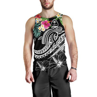 Guam Polynesian Men's Tank Top - Summer Plumeria (Black) - Polynesian Pride