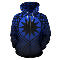Nauru All Over Zip up Hoodie Lift up Blue - Polynesian Pride