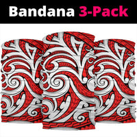 Polynesian Maori Ethnic Ornament Red Bandana 3 - Pack - Polynesian Pride