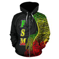 Federated States of Micronesian Polynesian Zip up Hoodie Coconut Tree Reggae - Polynesian Pride
