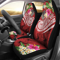 Tahiti Polynesian Car Seat Covers - Summer Plumeria (Red) Universal Fit Red - Polynesian Pride