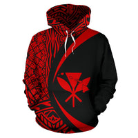 Kanaka Hawaii Map Red Polynesian Hoodie Circle Style - Polynesian Pride