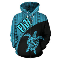 Fiji Tapa Zip up Hoodie Fiji Turtle Mermaid - Polynesian Pride